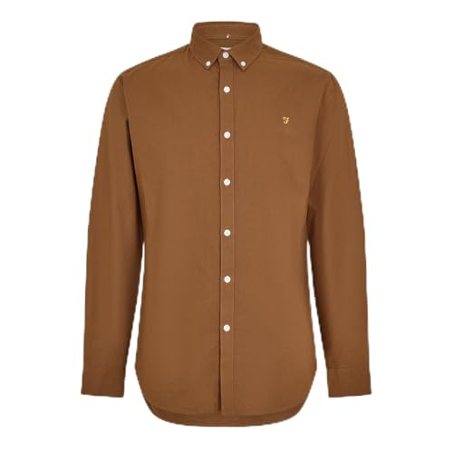 Farah Chemise Ă manches longues en coton pour homme, marron, S
