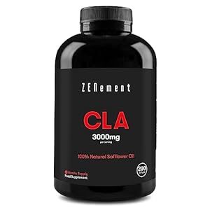CLA (geconjugeerd linolzuur) 1000 mg 100% natuurlijke saffloerolie, 200 Capsules | Gewichtsverlies, toename van spiermassa | glutenvrij, GGO-vrij | van Zenement