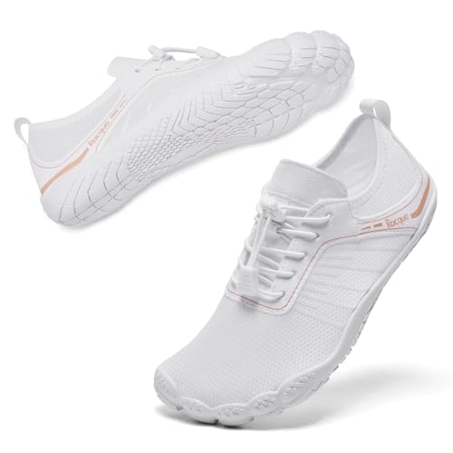Racqua Women's Water Shoes Swim Aqua Breathable Quick Dry Lightweight River Beach Pool Surfing Ladies Shoes White 6.5 Women/5.5 Men2