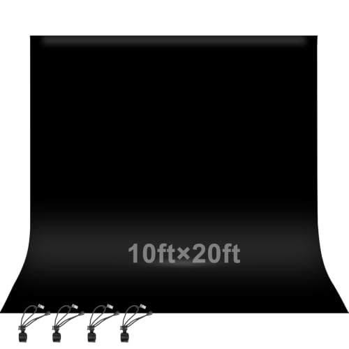EMART 3 x 6M Fond Photo Noir, 100% Mousseline Fond Noir Photographie