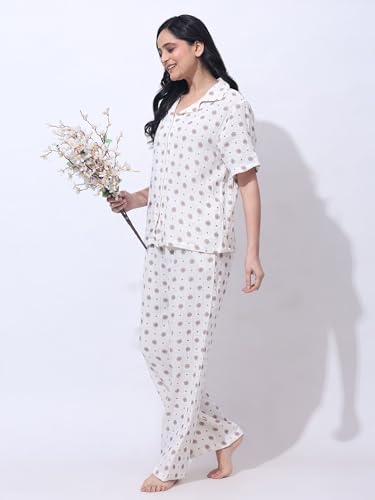 Image of B STORIES Women's Cotton Pyjama Set | Comfort and Relexed Nightsuit for Ladies