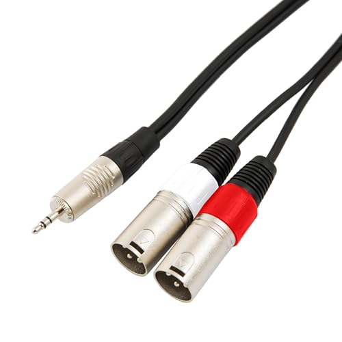 VisioSound 3.5mm Stereo TRS Mini Jack to Twin 2 x Male XLR Lead/Audio Signal Cable 3m