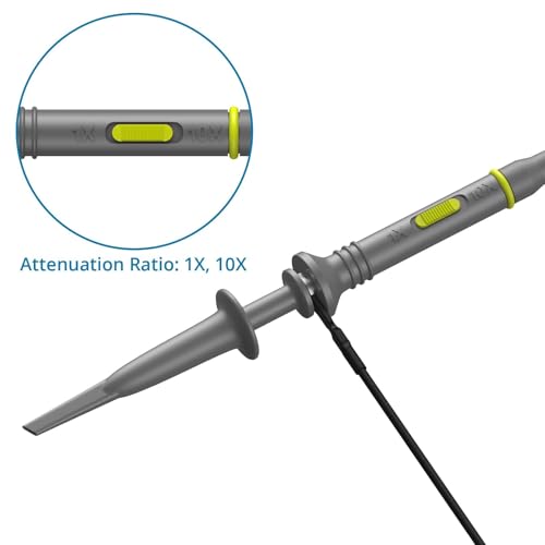 AUTOUTLET 2Pcs P6100 100MHz Universal Oscilloscope Probe,10:1 and 1:1 Switchable Oscilloscope Clip Probes with BNC to Minigrabber Test Lead Kit