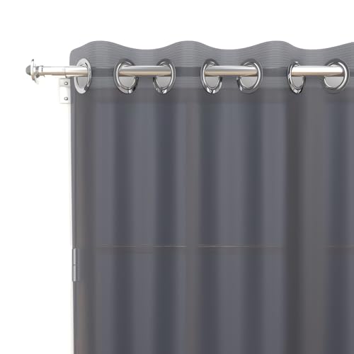 Soleil d'ocre, Alix Voilage à Oeillets, Polyester, Marine, 135x250 cm