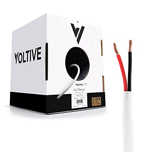 Flash Deals - 40% OFF Voltive 16/2 Plenum Speaker Wire - 16 AWG/Gauge 2 Conductor - UL Listed Plenum Rated (CL2P/CL3P/CMP) - Oxygen-Free Copper (OFC) - 250 Foot Bulk Cable Pull Box - White