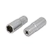 Aexit 1/4-inch Square Hand Operated Tools Drive 13mm Hex 6 Point Impact Socket Silver Tone 2pcs Model:44as181qo548