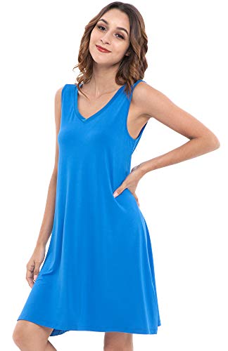 Image of GYS Cooling Bamboo Viscose Nightgowns for Women, Lightweight Sleeveless V Neck Sleep Shirt for Hot Sleepers, Soft Night dress