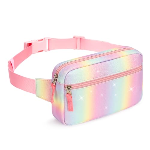 Image of Fanny Pack Birthday Gifts for 7 8 9 10 11 12 13 Year Old Teens Girls Kids, Preppy Cute Trendy Stuff Colorblock Crossbody Bag Adjustable Belt Bags, Dorm Travel Essentials for Girl Fashion