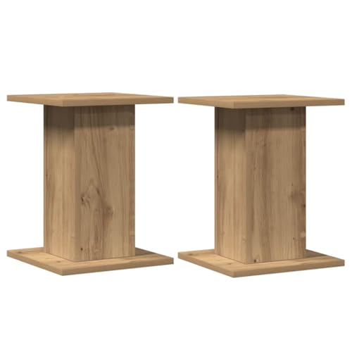 vidaXL Supports de Haut-parleurs 2 pcs chêne Artisanal Bois ingénierie, Support d'enceinte, Support d'enceinte de Bureau, Support d'enceinte HiFi