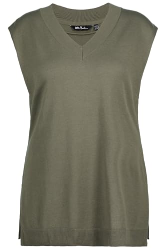 Ulla Popken, Damen, große Größen, Pullunder, tiefer V-Ausschnitt, Seitenschlitze, ärmellos