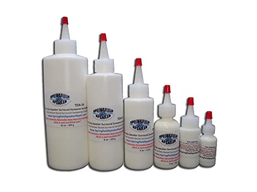 Pro-Grade White Tacky Speaker Repair Adhesive Glue (4 oz) - Dries Sticky and Milky in Color - for Sealing Cloth Speaker Surrounds