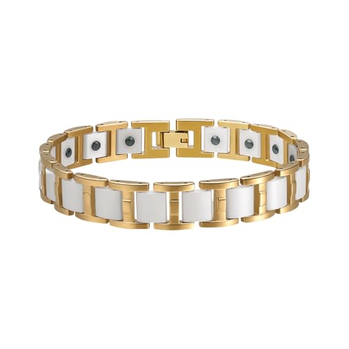 Cupimatch Bracelet Homme Acier Inoxydable : Bracelet Céramique Magnétique Aimanté Style Masculin...