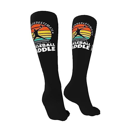 Never Underestimate An Old Man With A Pickleball Paddle Knee High Socks For Women Long Tube Socks Athletic Compression Socks Unisex High Socks Girls2