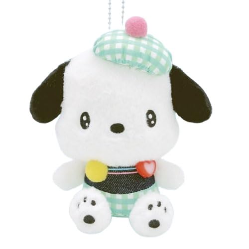 Sanrio Pochacco Gingham Denim Plush Mascot 5.7in Nakajima Corporation