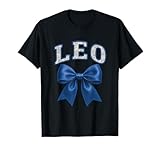 leo zodiac coquette estetica blu bow toile design maglietta