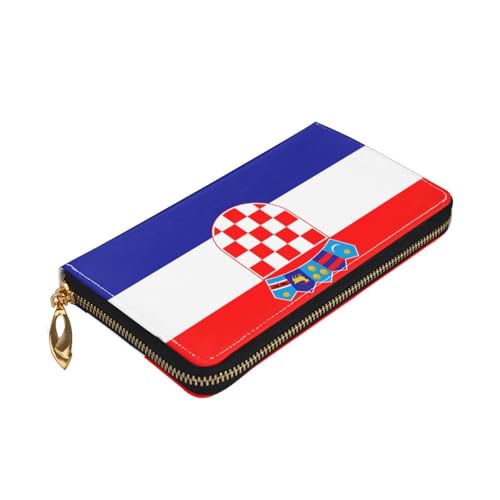 Leather Women Wallets, Long Credit Card Holder, Republic of Croatia flag Print Billfold Clutch & Travel Purse Large Capacity3