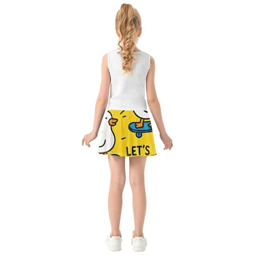 Tennis Skirts Kids Cute White Ducks Yellow Girls' Shorts Athletic Skorts Gymnastics Little Girl 4t4