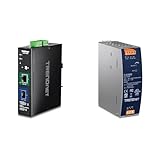 Bundle: TRENDnet Industrial 10G SFP+ to 10G PoE++ Media Converter, TI-BF711SFP + TRENDnet 150W, 52V DC, 2.89A AC to DC DIN-Rail Power Supply, TI-S15052