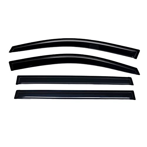 Image of Lightronic Extra Durable Outside-Mount Auto Vent Window Visor, Fits 2008-2013 Toyota Highlander, UV Protection Rain Guard, Original Wind Deflector, No-Drill Easy Install, Dark Smoke, 4-Pcs