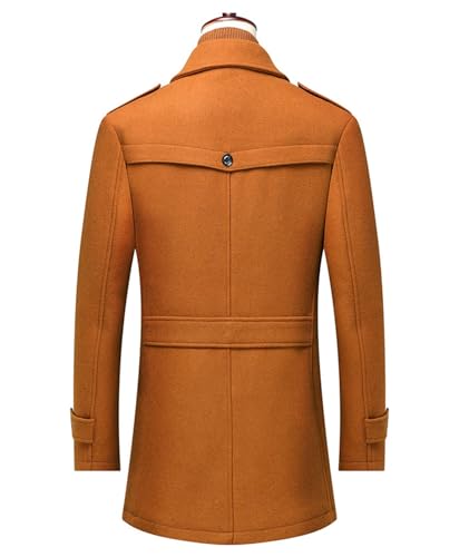Image of SOMTHRON Men's Wool Blend Trench Coat Slim fit Single Breasted Notch Lapel Winter Jacket Business Pea Coat Overcoat