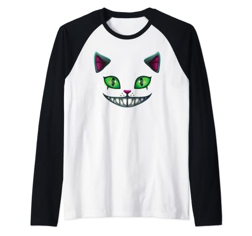Divertido Gato sonriente Halloween amantes de los gatos Camiseta Manga Raglan