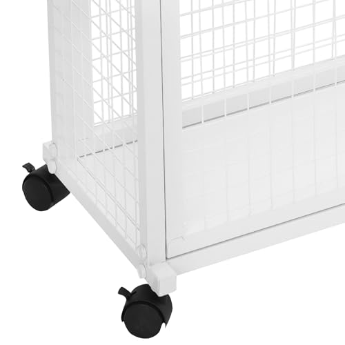 Image of CNCEST Double-Sided Ribbon Holder Organizer Rack,Free Standing Mobile Ribbon Holder,Metal Ribbon Stand Organizer,Ribbon Display Rack Storage Shelf for Craft Room,Wrapping Paper(White,27.6x11.8x65in)