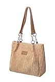 Fermeture - Fermeture éclair Ulisty Femmes Velours côtelé Cabas Décontracté Sac Tote fourre-tout Quotidien Sacs portés épaule Sac de courses mode Sac à main khaki