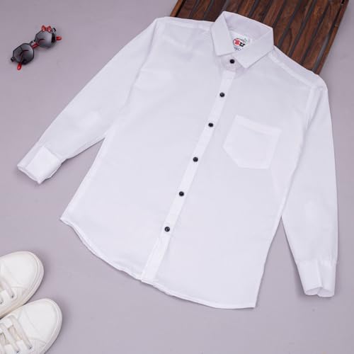 Image of Vikita Enterprise Kid Boy's Cotton Solid Shirt with Spread Collar Neck Full Sleeves Button Closure Curved Length and One Pocket | Shirt For Kids Boys