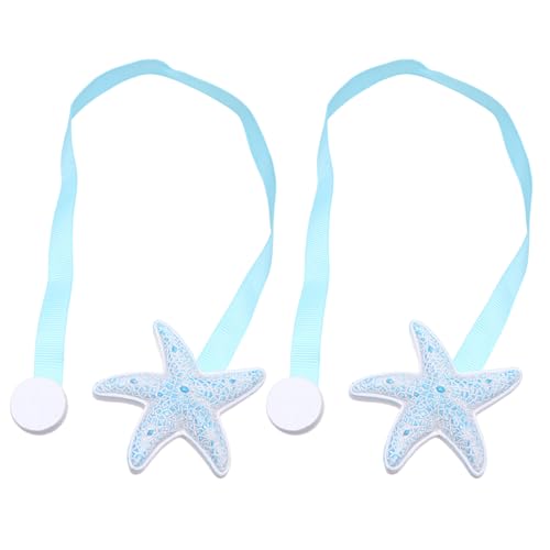 NOLITOY 2 Pcs Magnetic Curtain Tiebacks: Nautical Blue Drapery Holdbacks for Coastal Bedroom Living Room - Decorative Window Treatment Accessories