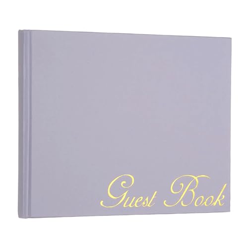 PATIKIL Elegant Guestbook, 9"x7" Offset Paper Wedding Guest Book Stylish Sign in Book with 50 Blank 120GSM Paper for Receptions Birthdays Funerals Special Events, Light Purple