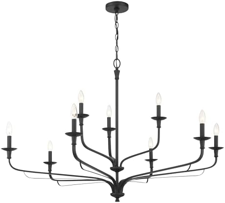 Minka Lavery 3829-899 Velena 9 Light 48" Wide Taper Candle Style Chandelier - Dark Matte Black