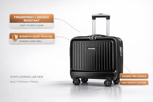 Image of Lite Go Cabin Overnighter Trolley Bag Small Size Polycarbonate 18inch 45cms with 16inch Laptop Compartment Suitcase for Flight Travel Suitable for Men, Women,Boys and Girls (Black Fogra)