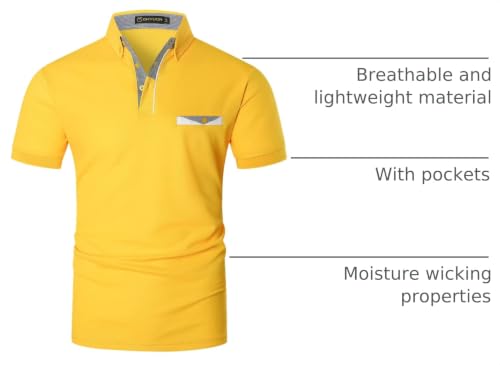 Image of GHYUGR Men's Polo Shirts Short Sleeve Slim Fit Polo Casual Plaid Splice T-Shirts