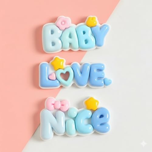 Image of LUVINA 3D Flower Magnets for Fridge, Strong Refrigerator Magnet, Colorful Adorable Decorations for Office, Kitchen Decor, Cute Desk Accessories, Multicolour (1, Baby + Love + Nice)
