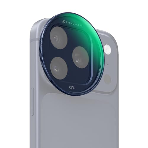 K&F CONCEPT FCA01 Snap-On CPL Filter for iPhone 17 Pro Max/17 Pro, 9.5g Ultra-Lightweight Polarizing Filter with Snap-on Deco Mount, AGC Glass 28-Layer Coating Anti-Reflection