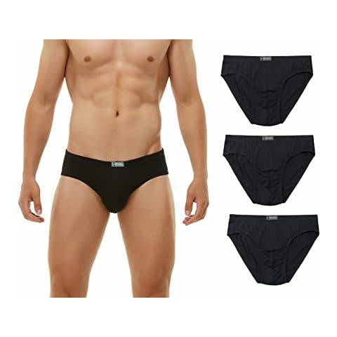 KNITLORD Men's Briefs Bamboo Underwear Soft Mid/Low Rise Briefs 3 Pack (Black, XL) Cover