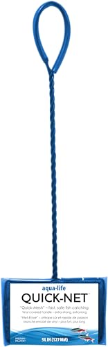 Image of PENN-PLAX Quick-Net Aquarium Fish Net - Durable, Strong, and Safe - Color May Vary (Blue or Green) - 5 inch x 4 inch Net - 10 inch Handle (Pack of 2)