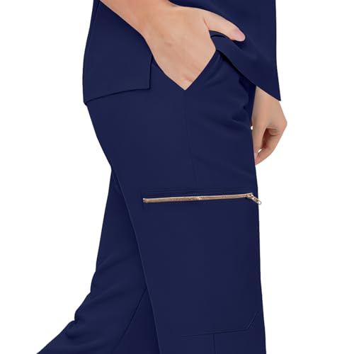 Gargey Scrubs for Women - Zip Front Top & Flare Pant Stretch Nursing Women’s Scrubs Set Medical Uniform - image 5
