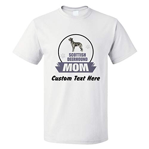 Custom Funny Graphic T Shirts for Men Mom Scottish Deerhound Dog Cotton Top White Personalized Text Here X Large