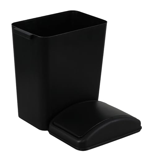 Caneca de basura rectangular negra 16 L con tapa basculante miniatura 6