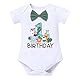 FYMNSI Dschungel Baby Jungen 1. Geburtstag Party Outfit Waldtier Baumwolle Kurzarm Strampler Body Shorts Hosenträger König Krone Hut Bekleidungsset Fotoshooting Kostüme 4tlg Erbsengrün 12-18 Monate