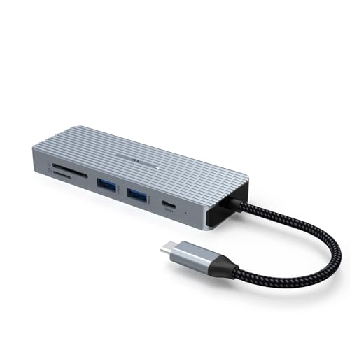 SUTOUG Estación de Acoplamiento, hub USB C 10 en 1 con HDMI 4K, Puerto de Transferencia de Datos USB-C, 2 USB 3.0 Tipo A, 2 USB 2.0 Tipo A, Lector de Tarjetas SD/TF, Conector estéreo de 3.5 mm para