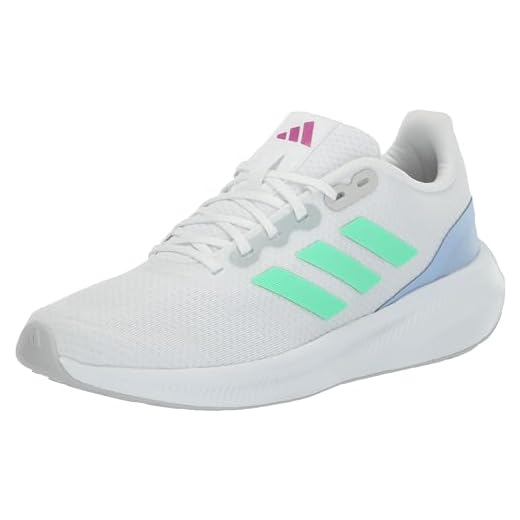 adidas Women's Run Falcon 3.0 Sneaker, White/Pulse Mint/Blue Dawn, 7