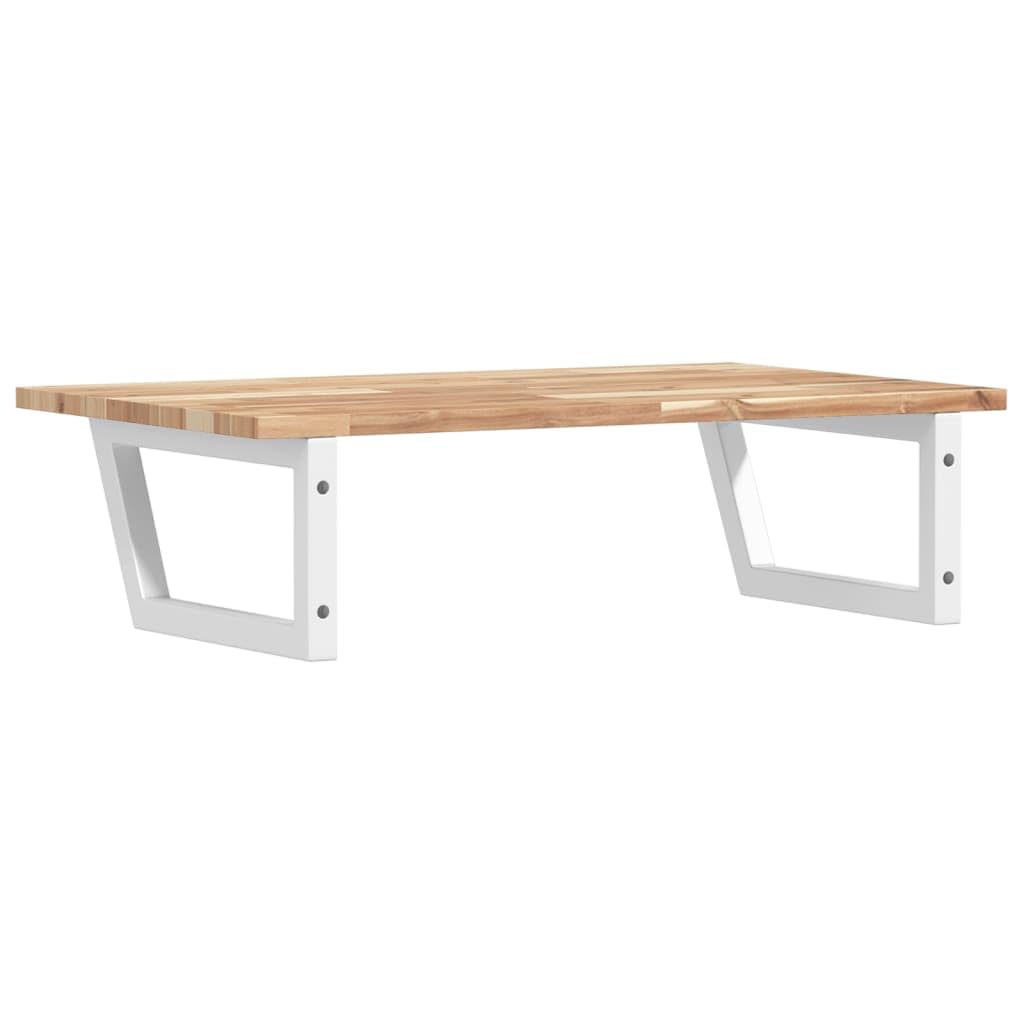 Estantería para lavabo de acero de madera de acacia, 100 x 50 cm, soporte trapezoidal para lavabo, almacenamiento para baño WC con capacidad de carga de 100 kg