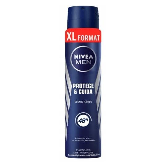 NIVEA MEN - Atomizer męski Protect & Care - Dezodorant męski 72H Antyperspirant pod pachami - Format XXL - Przeciw swędzeniu i podrażnieniom - 0% Alkohol - Wszystkie rodzaje skóry - 250 ml