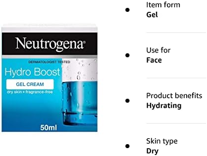 Neutrogena Hydro Boost Gel Cream Moisturiser with Hyaluronic Acid & Trehalose for Dry Skin, 50ml