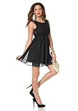 Zierschleife in der Taille Melrose Partykleid Cocktail Kleid Minikleid Gr 36 38 40 schwarz Spitze (40)