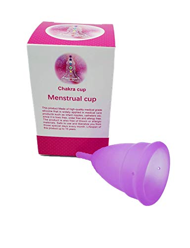Chakra Menstrual Cup Reusable Period Cup-Purple- Size Large Soft Menstrual Cups Eco-Friendly Period Cups Soft and Flexible Wears for 12 Hours Excellent Tampon and Pad Alternative