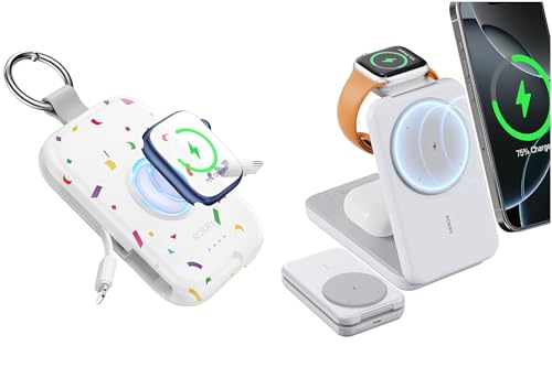 RORRY Portable Charger, 5000mAh Portable Charger Power Bank with Built-in Cables Portable Charger, 3-in-1 Charging Station 10000mAh Portable Charger Power Bank