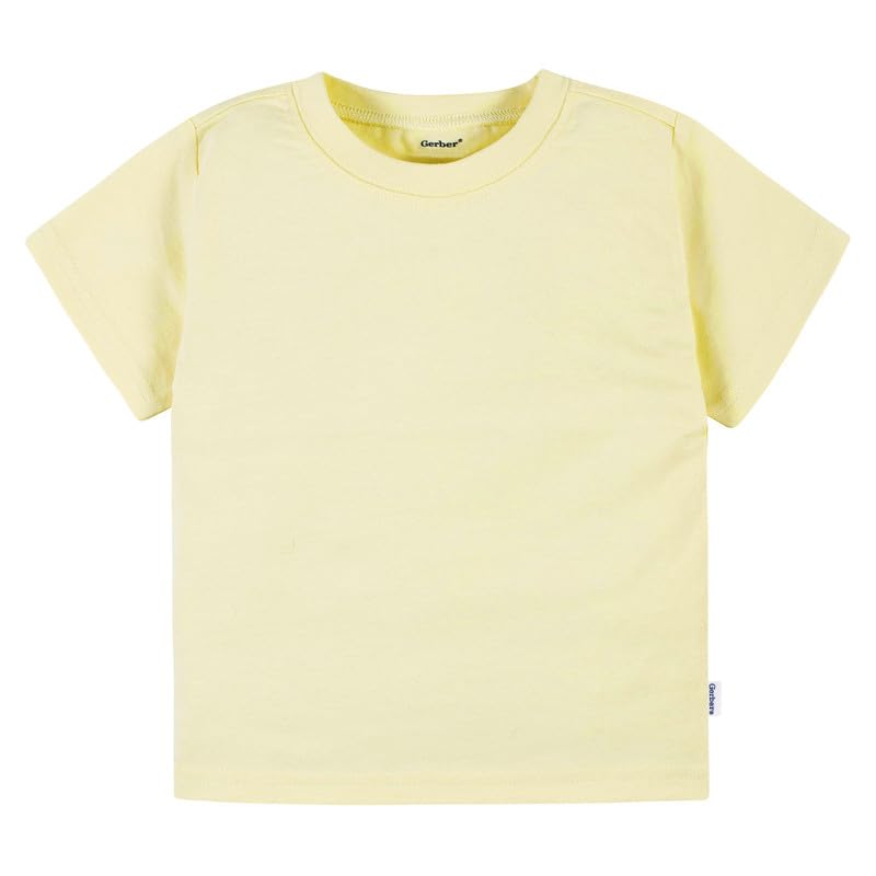 Image of Gerber Baby & Toddler 5-Pack Solid Short Sleeve T-Shirts Jersey 160 GSM